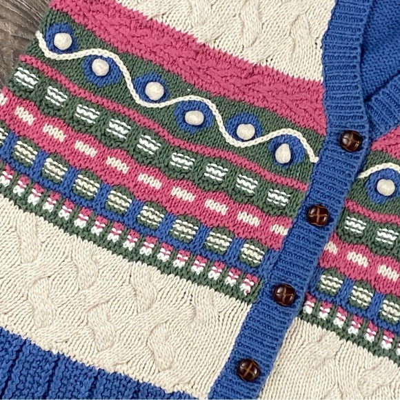 Koret Sweater Vest Embroidered XL Ramie Cotton Cottagecore Granny Cable Knit 90 - Picture 4 of 8